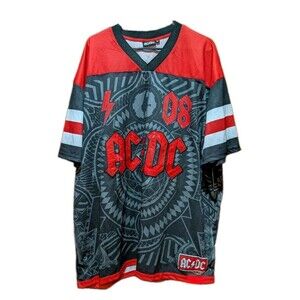 AC/DC Jersey Mens 2XL  Black Red Black Ice V-Neck Graphic Band Shirt. NWT